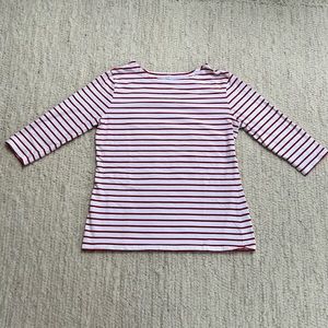 Red & White Striped 3/4 sleeve shirt Sz. M